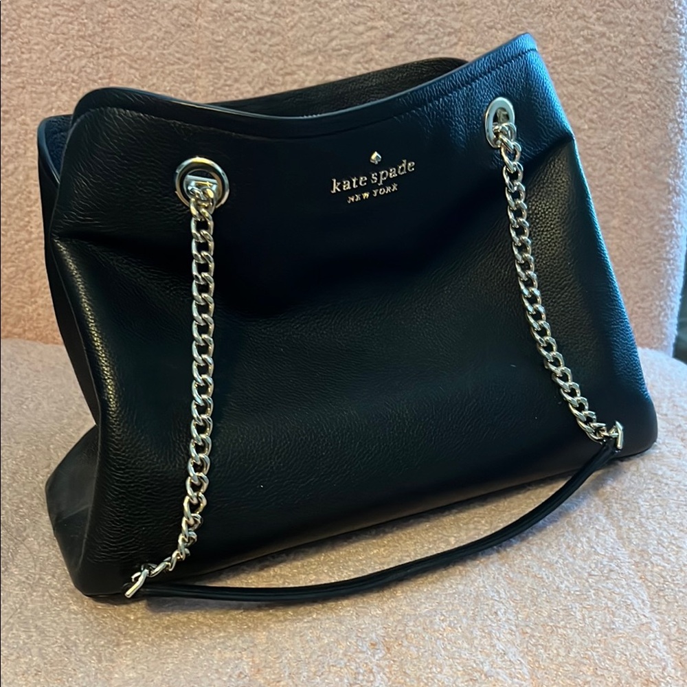 Kate Spade Black Leather Chain Tote